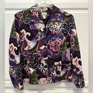 Chico’s Cotton Flower Bead Sequin Button Front Lined Jacket Size Med Chico’s 1